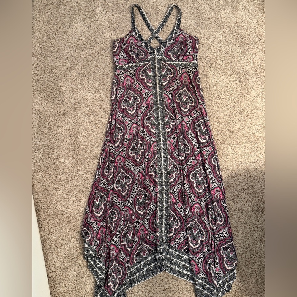 INC International Concepts Purple and Black Paisley Maxi Dress